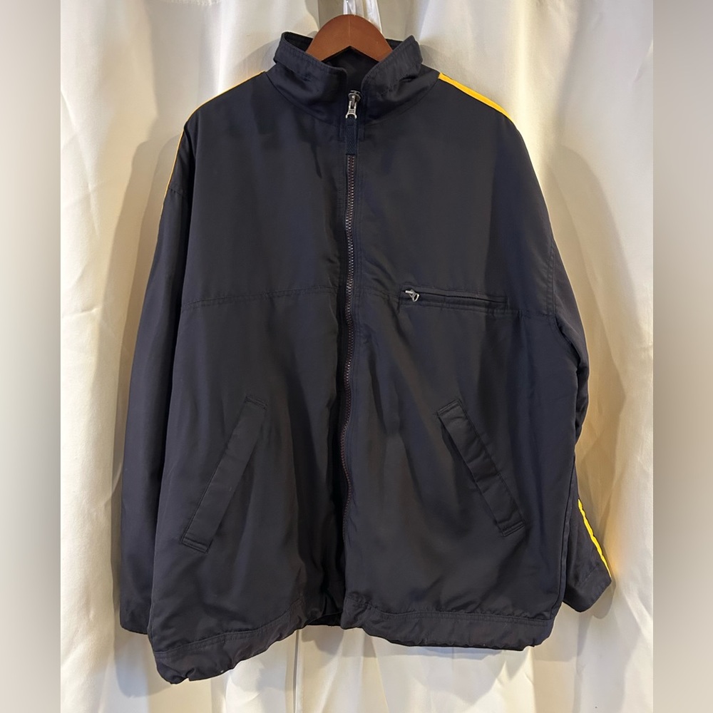 Vintage Abercrombie Performance Zip Jacket Mens Blue Yellow Stripe A&F